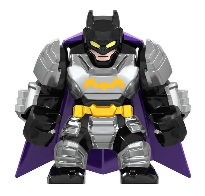 Minifigure Big Silver Armored Batman DC Comics Super Heroes Compatible Lego Blocks