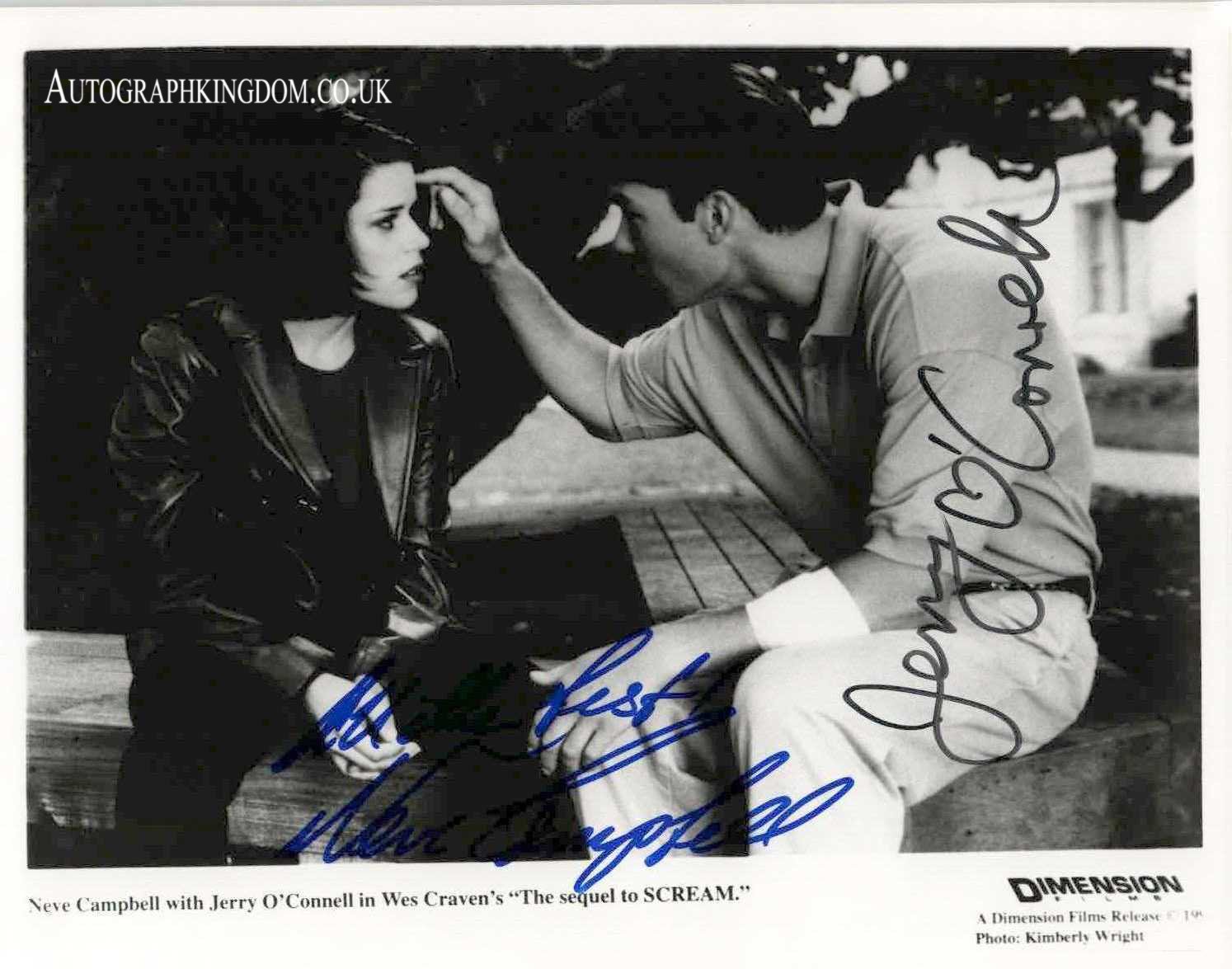Signed by 2 Neve Campbell & Jerry O'Connell 8 X 10" Autographed Photo Scream (Ref: 030520)