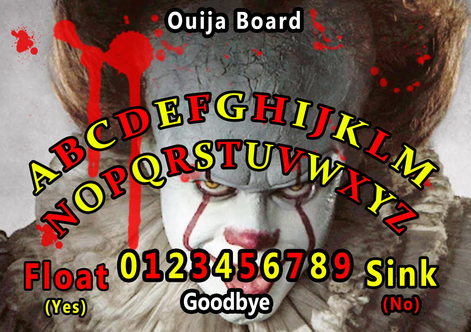 Pennywise 2017 A4 Laminated Ouija Board / Poster | Ghost Hunting | EVP | Seances No. 2
