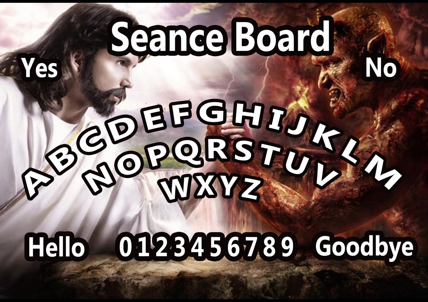 God Vs The Devil A4 Laminated Ouija Board / Poster | Ghost Hunting | EVP | Seances. Free UK shipping