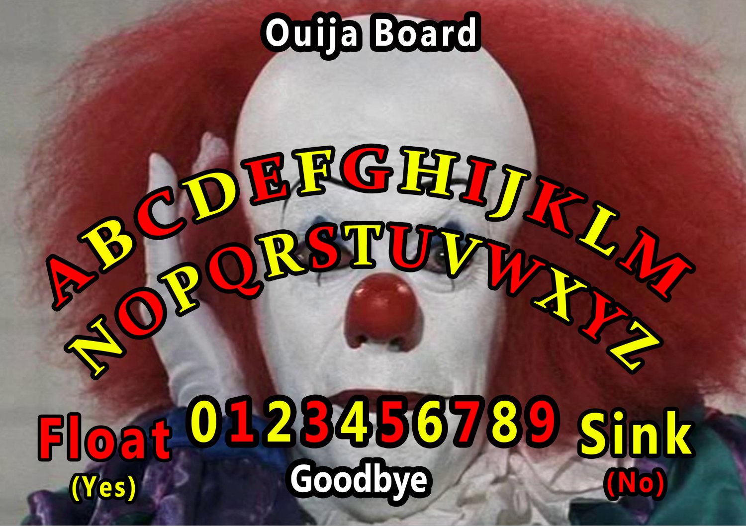 IT 1991 A4 Laminated Ouija Board / Poster print | Ghost Hunting | EVP | Seances. Free UK shipping