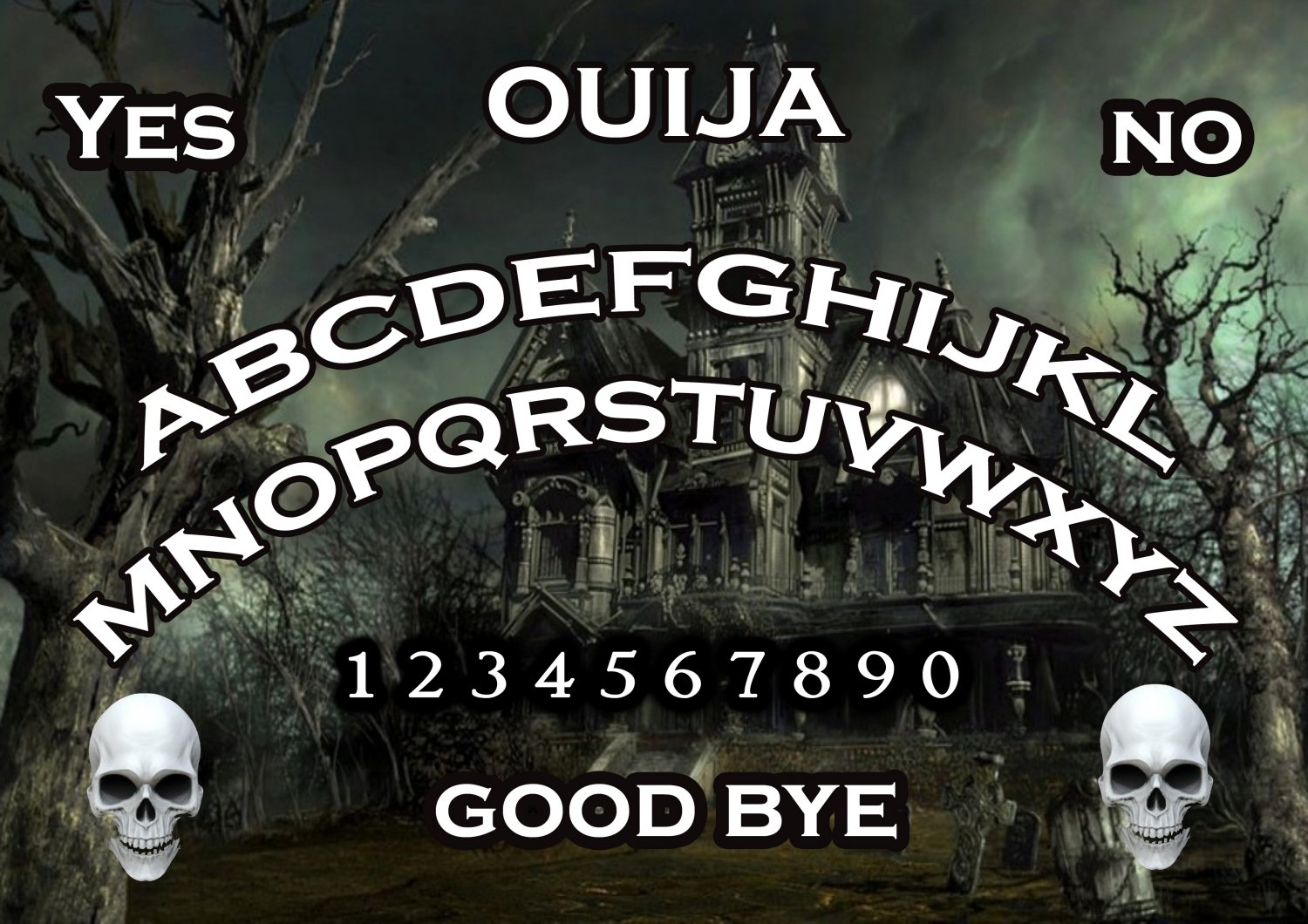 Spooky Haunted House A4 Laminated Ouija Board / Poster print | Ghost Hunting | EVP | Seances