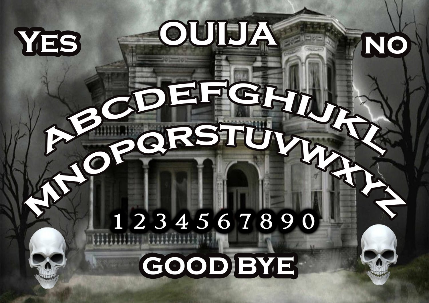 Spooky Haunted House A4 Laminated Ouija Board / Poster print | Ghost Hunting | EVP | Seances V.2