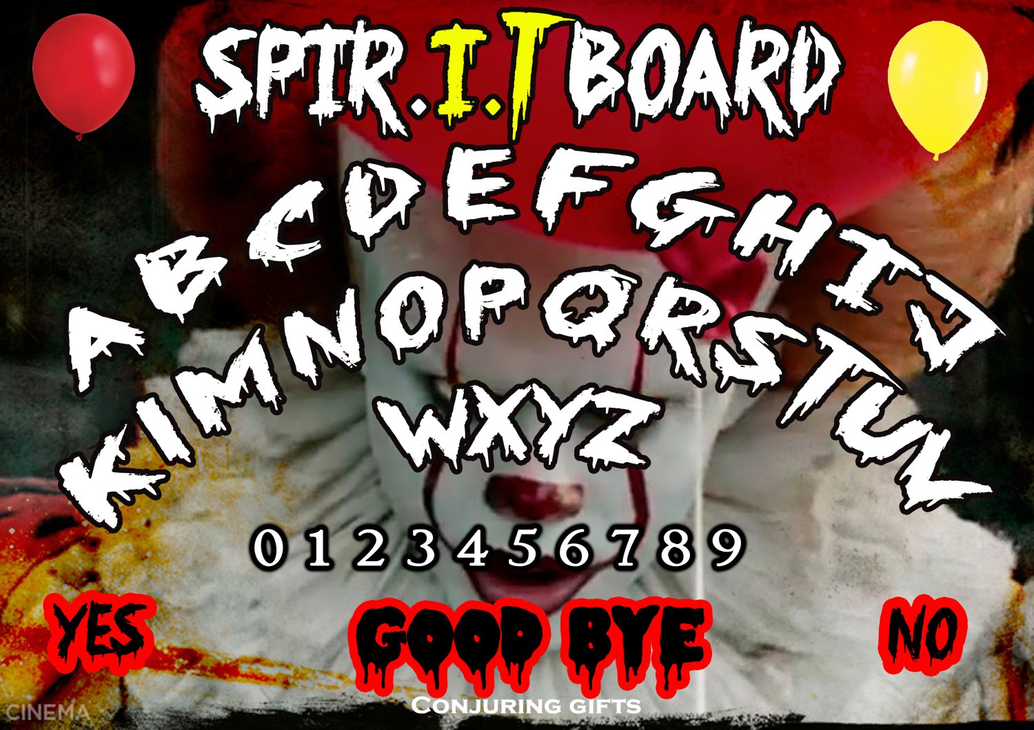 Pennywise (2017) A4 Laminated Spirit IT / Ouija Board / Poster print | Ghost Hunting | EVP | Seances