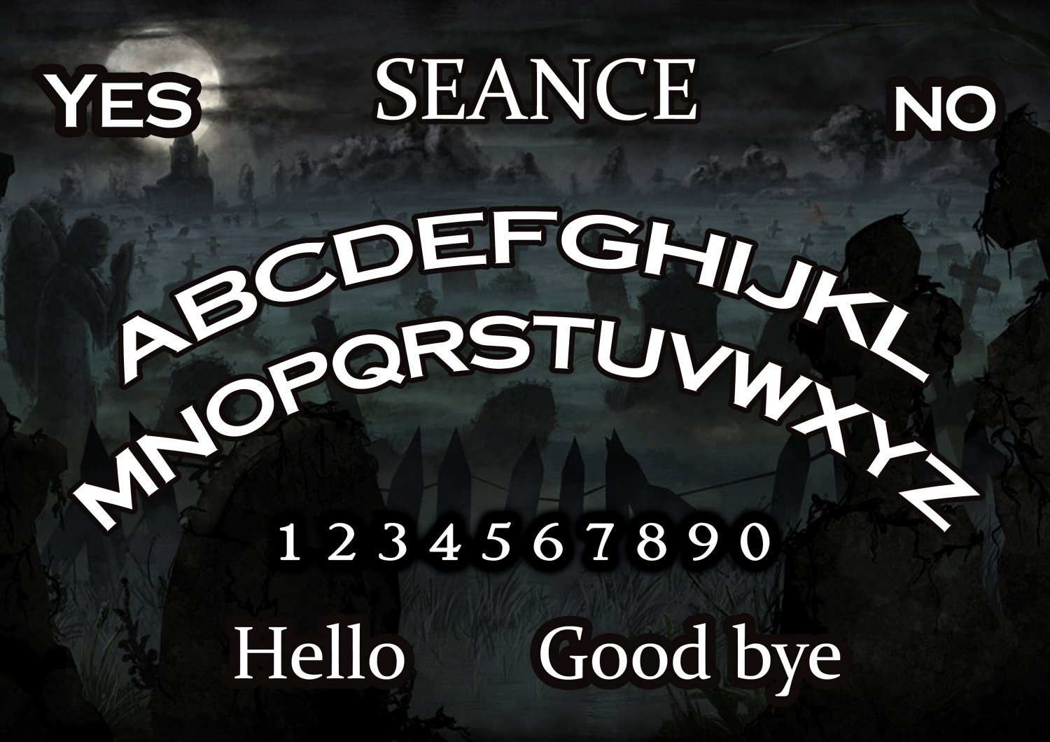 Spooky Haunted Graveyard A4 Laminated Ouija Board / Poster print | Ghost Hunting | EVP | Seances.