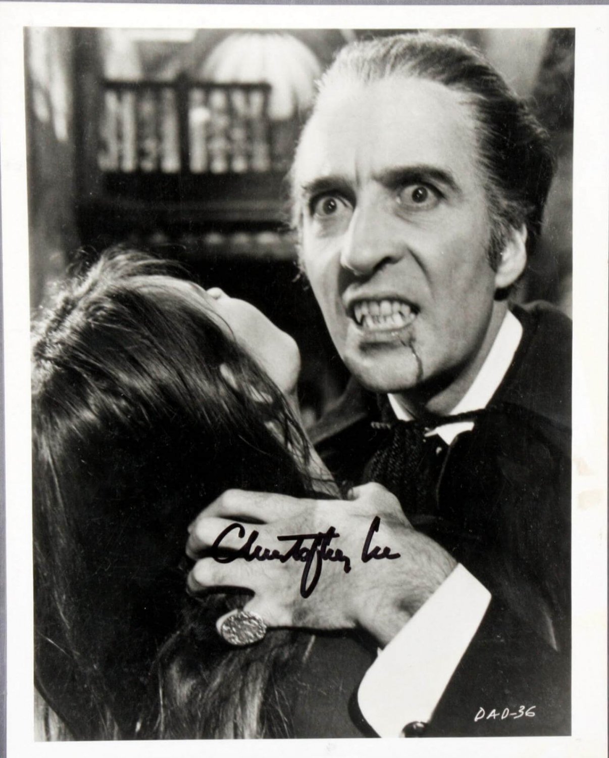 Signed & mounted Christopher Lee 8 x 10 Photo: Taste The Blood of Dracula (Reprint 520)