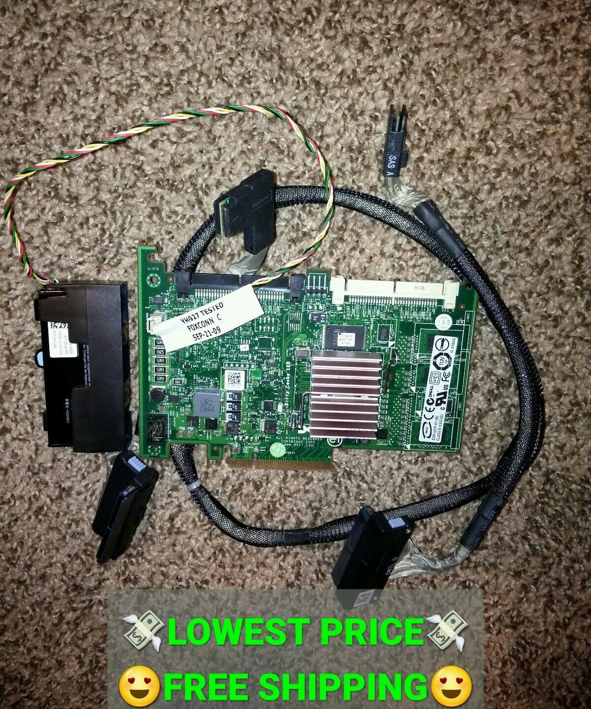 Dell T710 SAS PCIe RAID Controller Card E2K-UCP-61 (B) W/Battery & SAS A B Cable