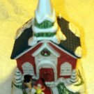 PORCELAIN  MUSICAL  CHURCH  (JOY TO THE WORLD )  HAND PAINTED
