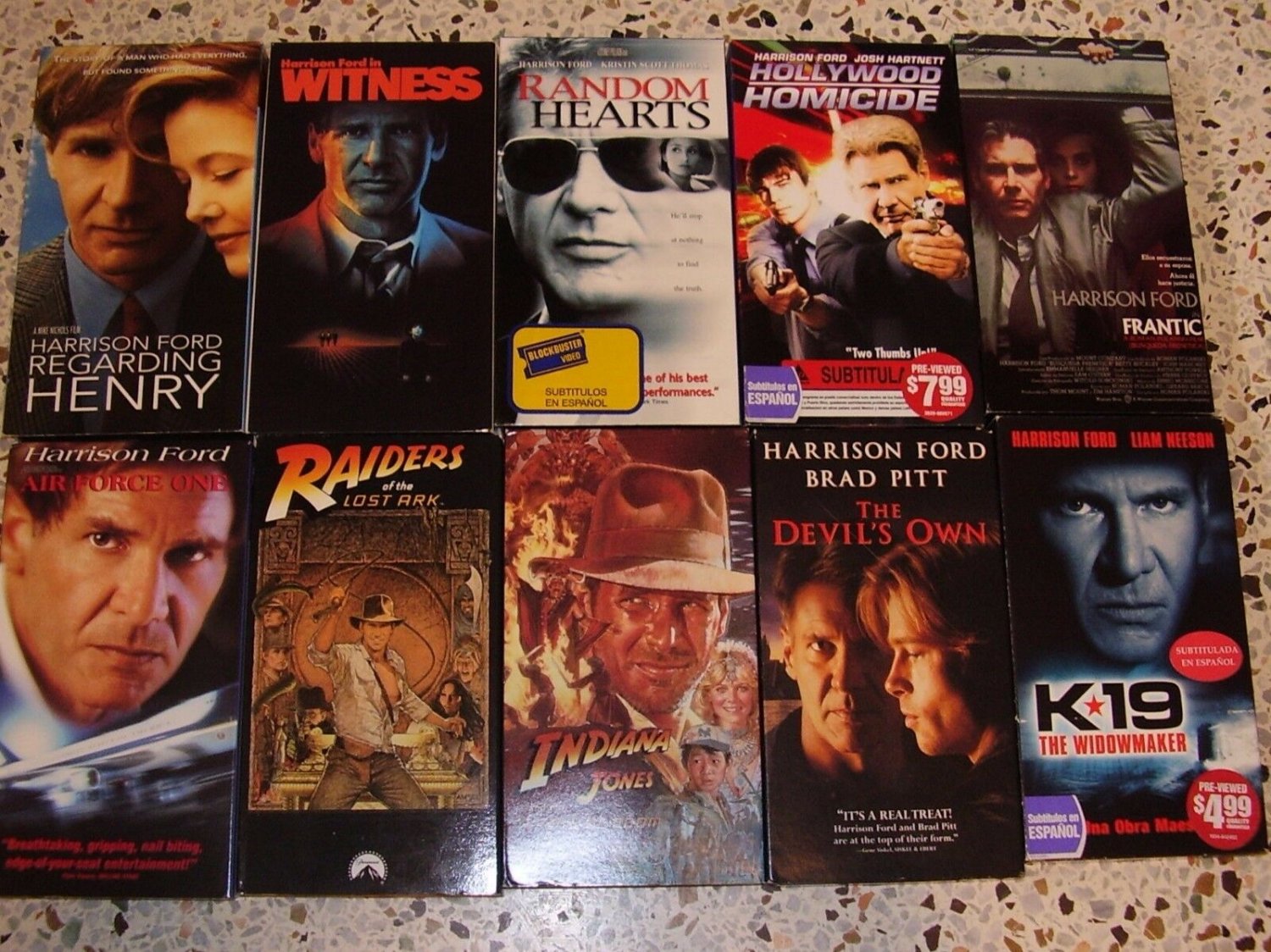 HARRISON FORD LOT OF ( 9 ) NINE VHS MOVIES * WITNESS ~ K-19 ~ FRANTIC