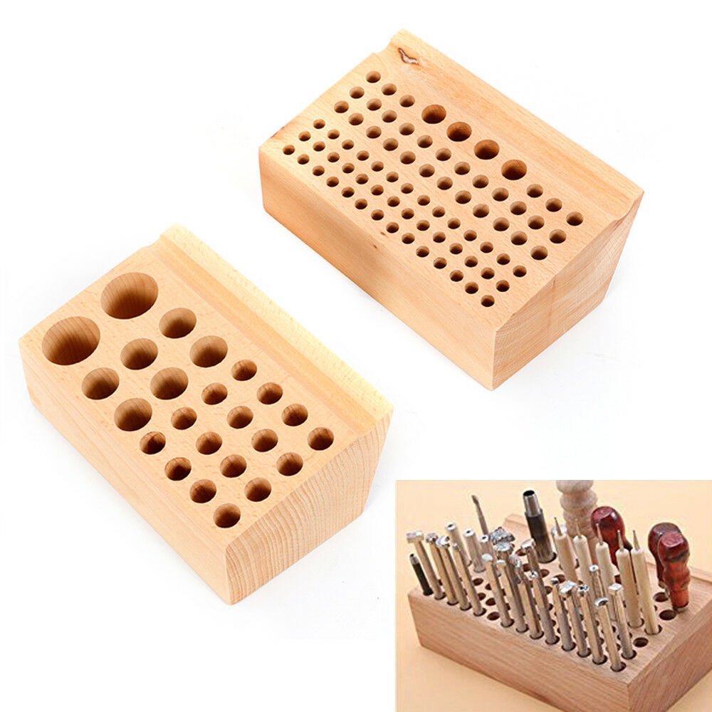 Wood Tool Rack Stamp Stand Leather Stamps Tools Craft 76/24 Hole Durable Rack US