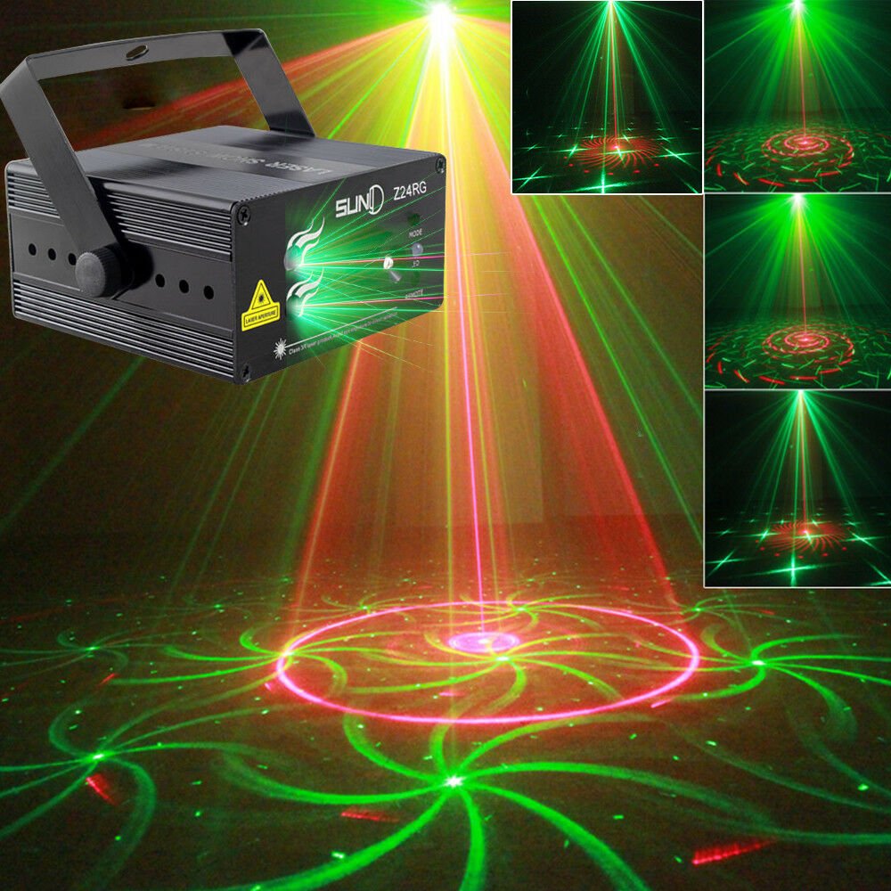 SUNY 3 Lens 24 Pattern RG Laser Stage Light Blue LED DJ Disco Lighting Projector
