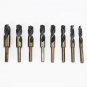 8PC HSS INDUSTRIAL STEEL METAL SILVER AND DEMING TOOL DRILL BIT SET USA