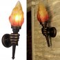 Retro Vintage Hand Torch Lamp Loft Iron Industrial Rustic Sconce E27 Wall Light