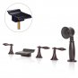 Oil Rubbed Bronze Waterfall Roman Tub Faucet Bathtub Tap With Hand Shower Spray