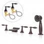Oil Rubbed Bronze Waterfall Roman Tub Faucet Bathtub Tap With Hand Shower Spray