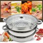 3 Tier Steamer Stainless Steel Glass Lid Light Weight Cooker Pot Cookware Silver