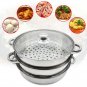 3 Tier Steamer Stainless Steel Glass Lid Light Weight Cooker Pot Cookware Silver
