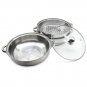3 Tier Steamer Stainless Steel Glass Lid Light Weight Cooker Pot Cookware Silver
