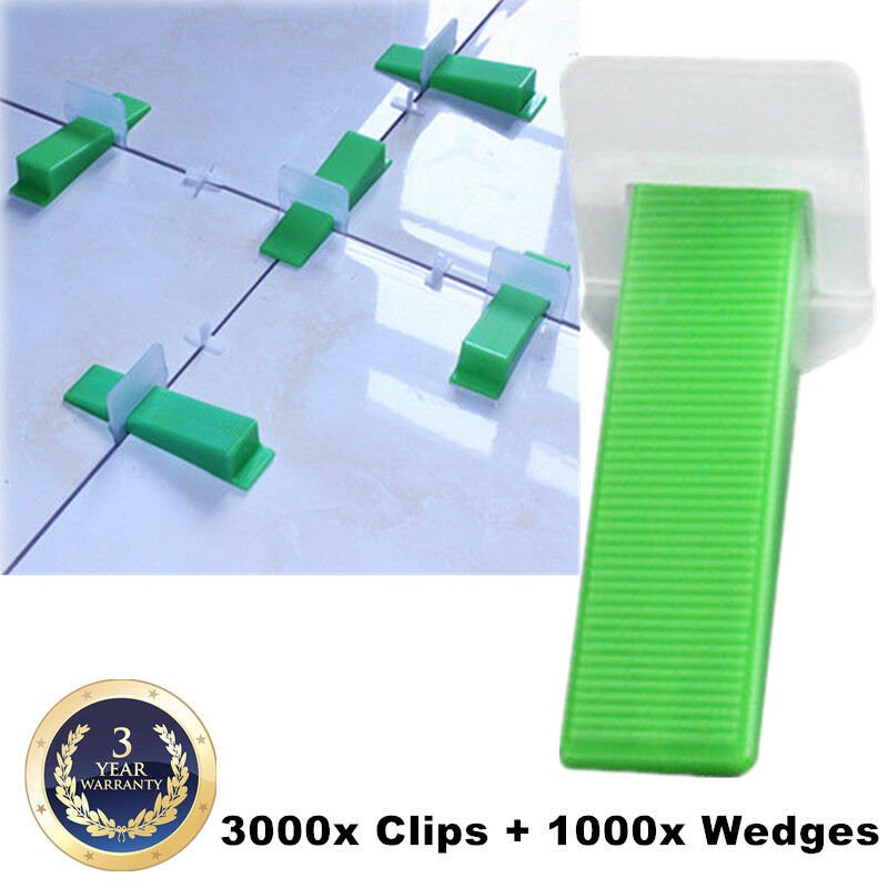 4000x Perfect Tile Leveling System 3000 Clips + 1000 Wedges Tiling Flat Ceramic