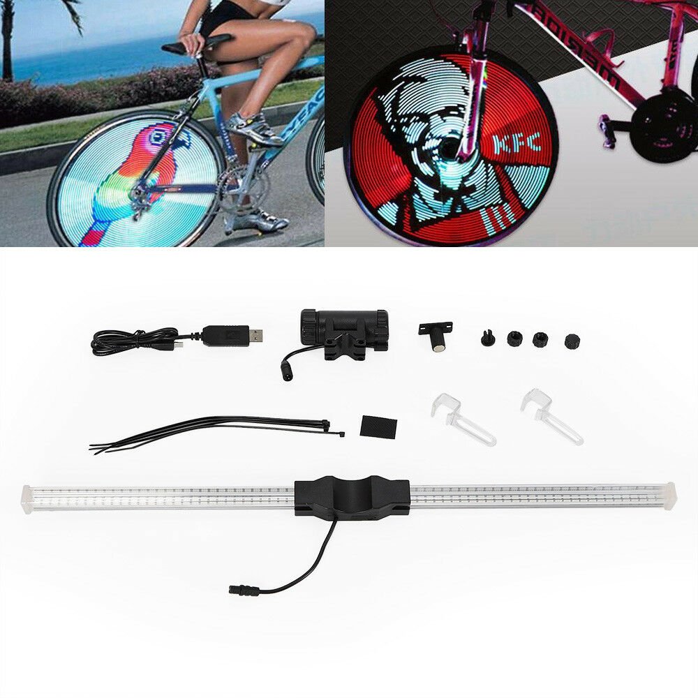 Programmable RGB 64 LED DIY Bike Cycling Bicycle Wheel Tire Spoke Light Lamp US