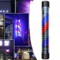 Hair Salon Shop Sign LED Light Barber Pole Blue Red White Stripes Rotating Light