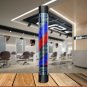 Hair Salon Shop Sign LED Light Barber Pole Blue Red White Stripes Rotating Light