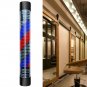 Hair Salon Shop Sign LED Light Barber Pole Blue Red White Stripes Rotating Light