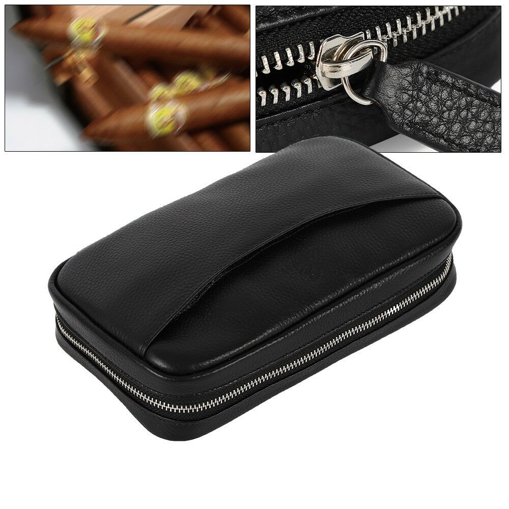 Hold 5 Cigars Cases Genuine Leather Cigar Case Travel Humidor Bag With Gift Box