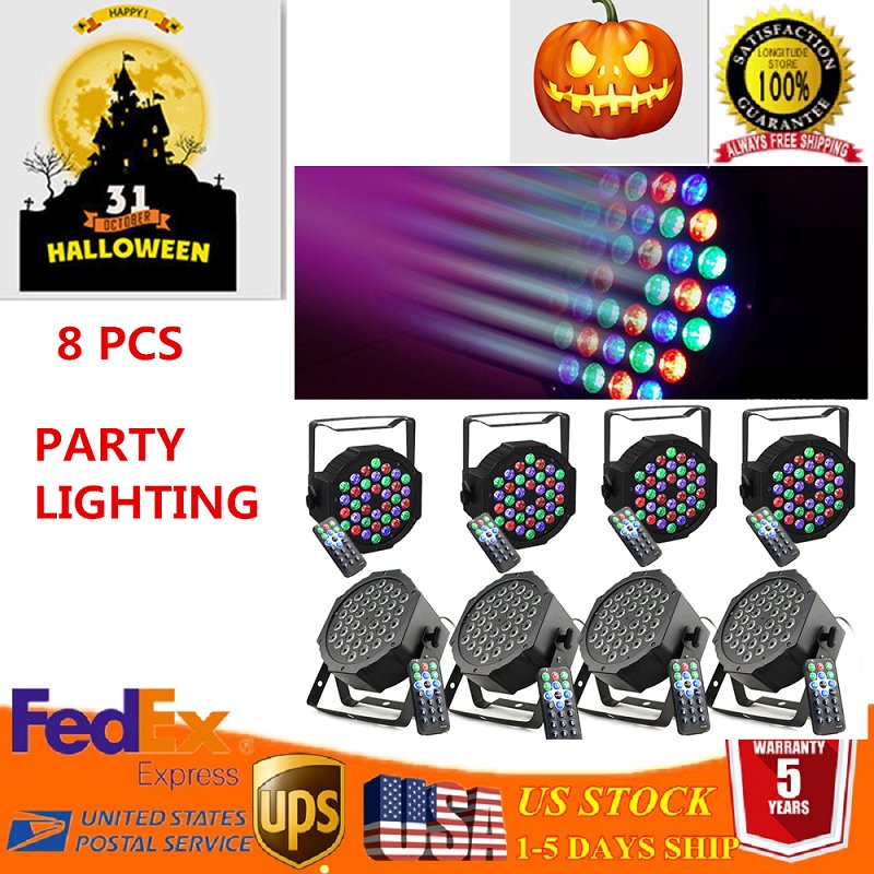 8X LED PAR Can Stage Light Disco Ballroom Stage Lighting LED Flat Par Light Lamp