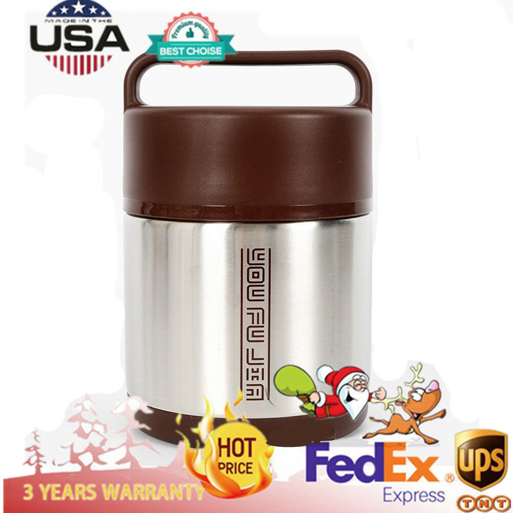 Vacuum Food Thermal Container Insulated Lunch Box 3-Tier 1.6L Stainless Steel