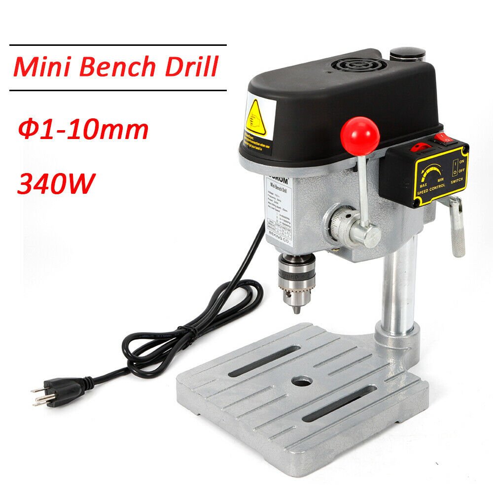 340W Mini Drill Press Bench Drilling Machine Variable Speed Chuck Wood 1-10MM US