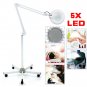 5x Diopter LED Magnifying Floor Stand Lamp Glass Lens Facial Magnifier 5 Wheel
