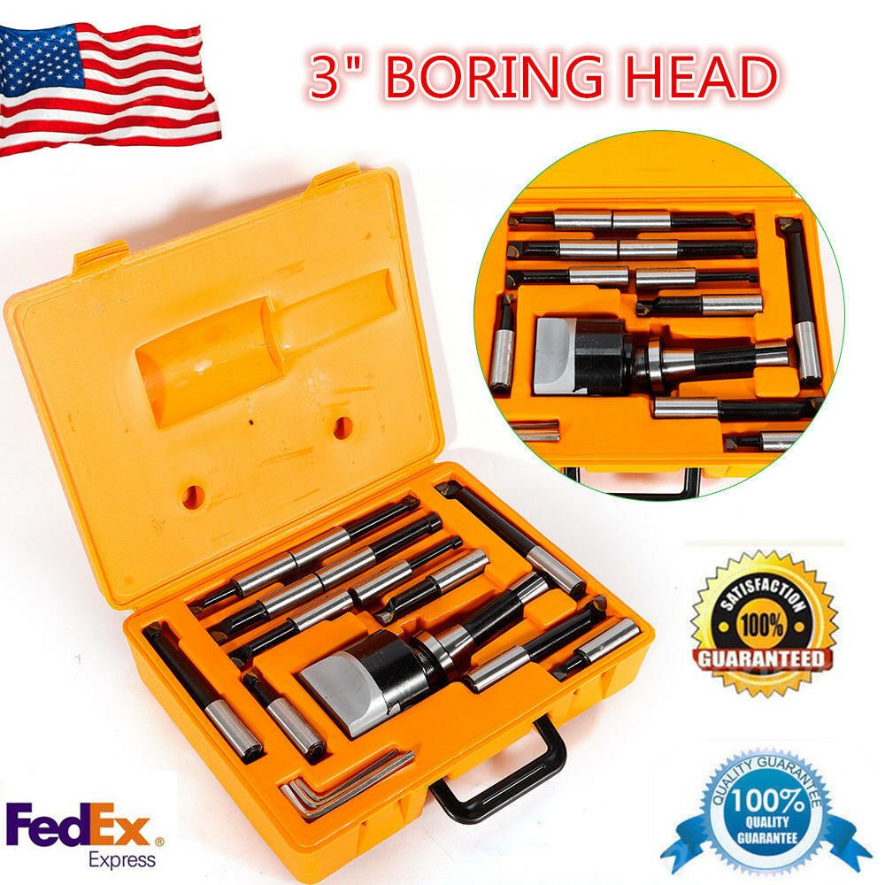 NEW 12PCS/set 3" BORING HEAD R8 Shank 3/4" CARBIDE BAR Set Bridgeport Milling US