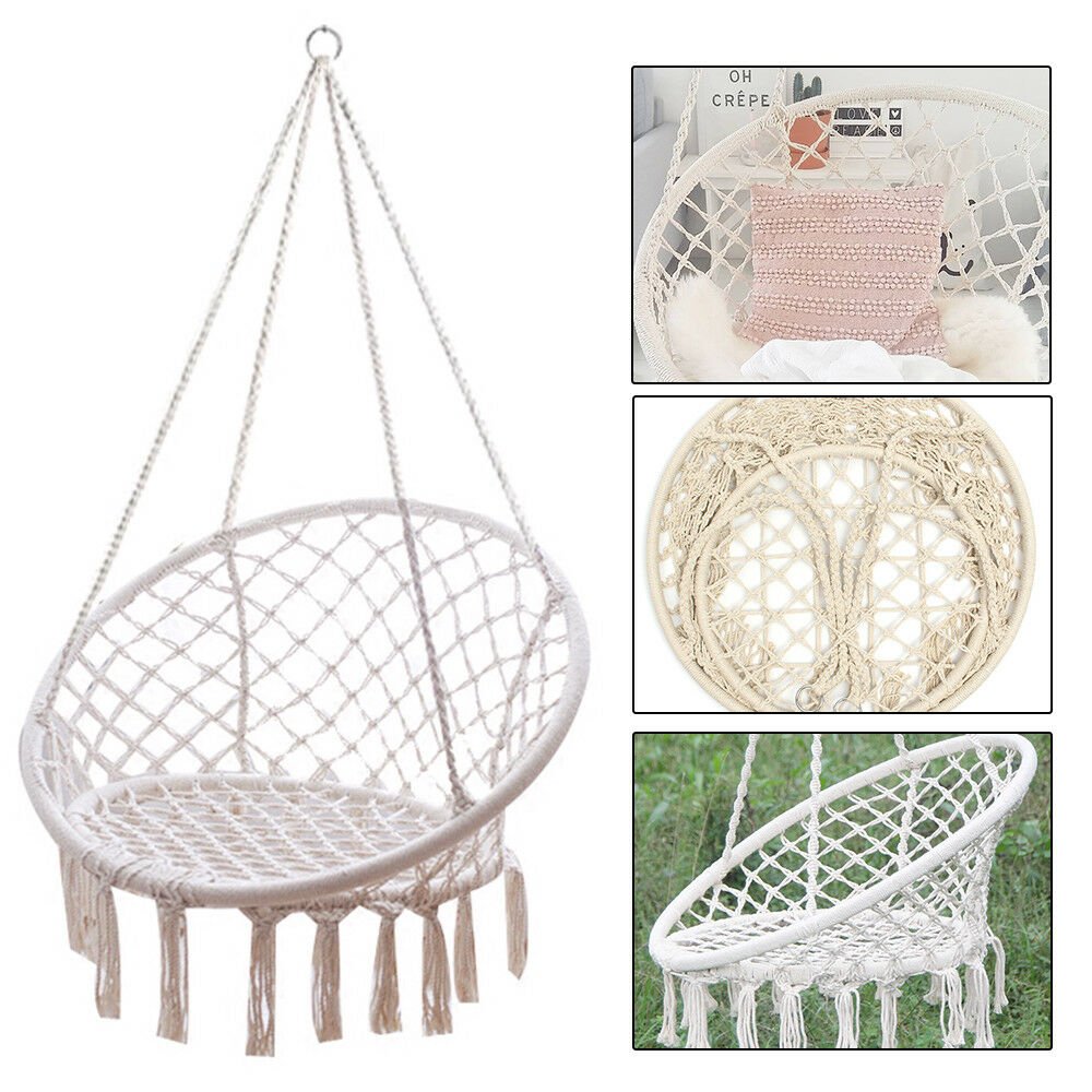 Macrame Hammock Swing Chair Seat Home Garden Patio Hammocks Hanging Cotton Rope