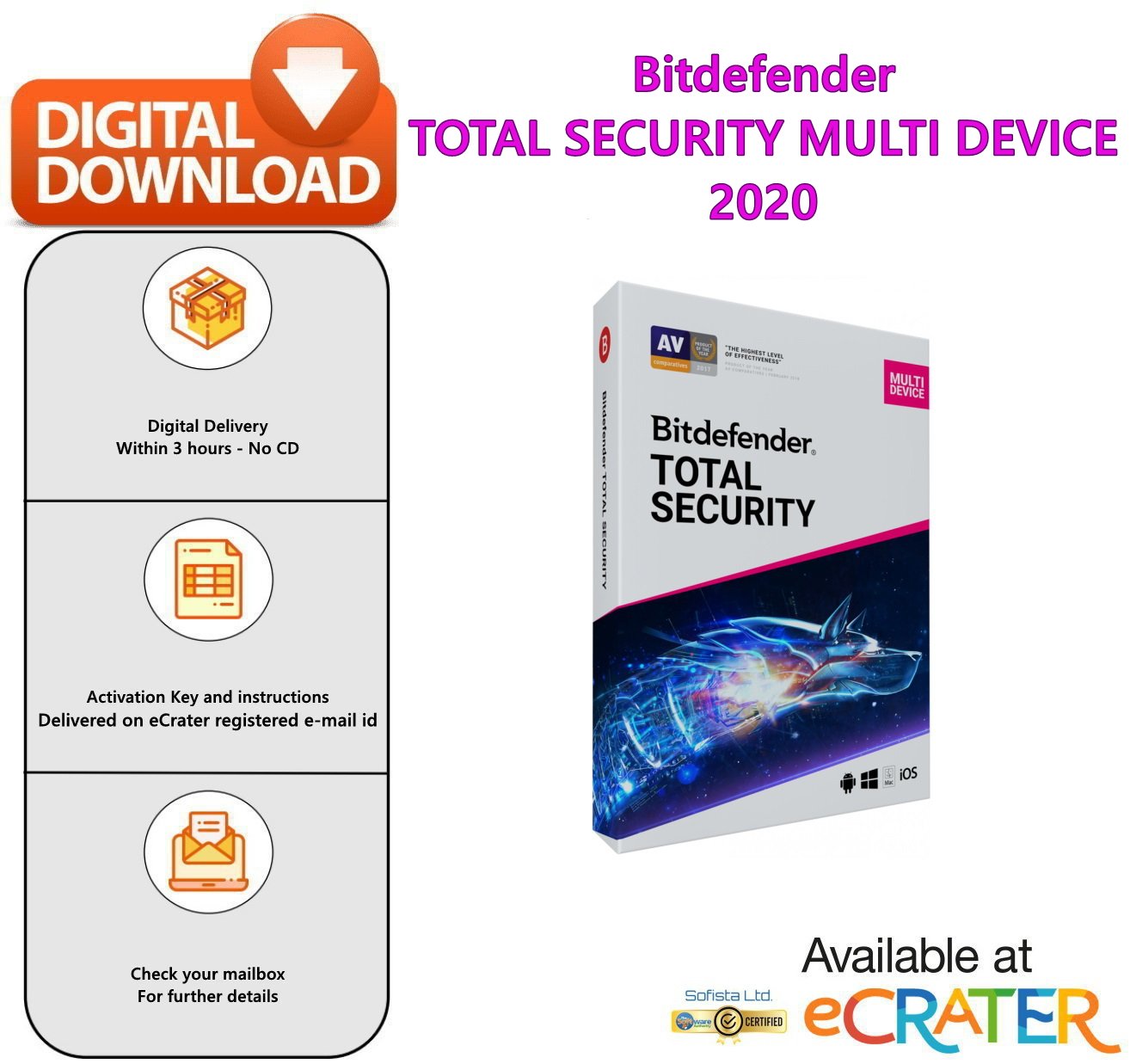 Bitdefender TOTAL SECURITY MULTI DEVICE (5 Devices 3 Months) Anti