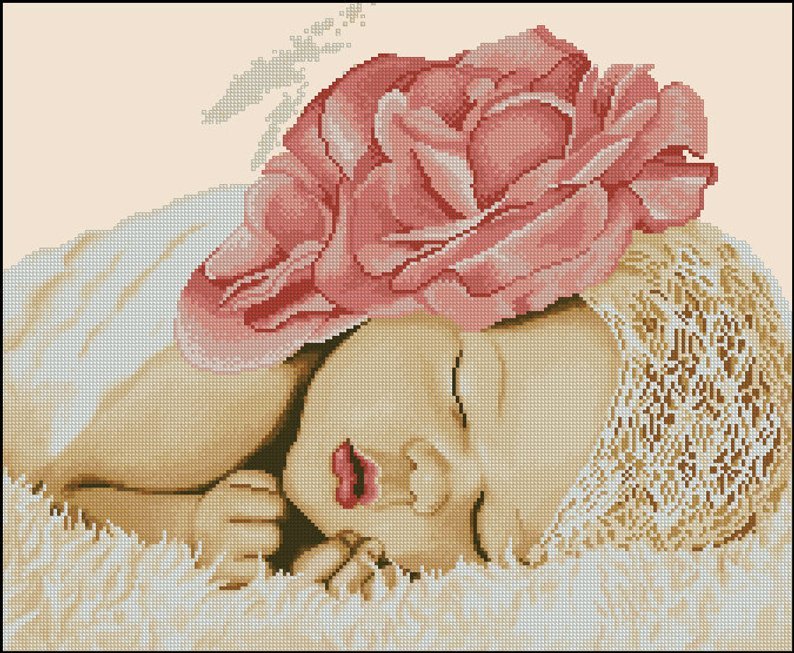 Cross stitch pattern PDF Little flower, baby xstitch