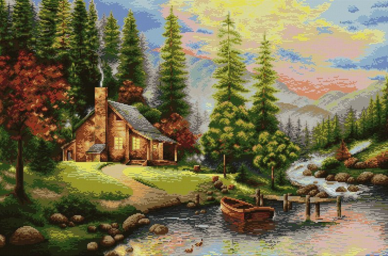 Cross stitch pattern PDF Mountain landscape, landscape xstitch