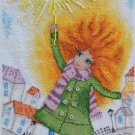 Cross stitch pattern PDF red-haired girl, positive xstitch