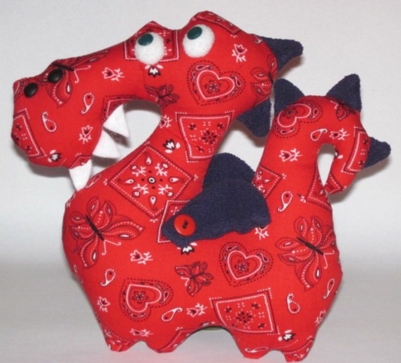 Dragon sewing pattern, Dragon Pattern, Dragon soft toy pattern
