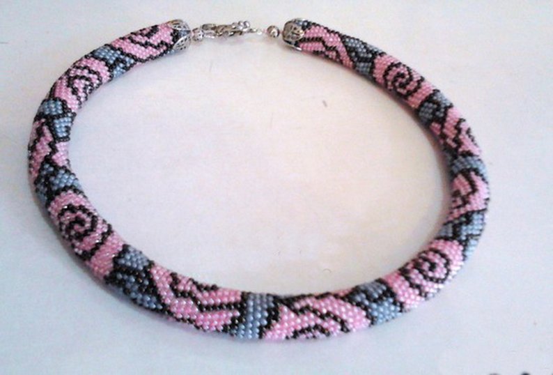 Bead Crochet Necklace Pattern, pattern for bead crochet necklace