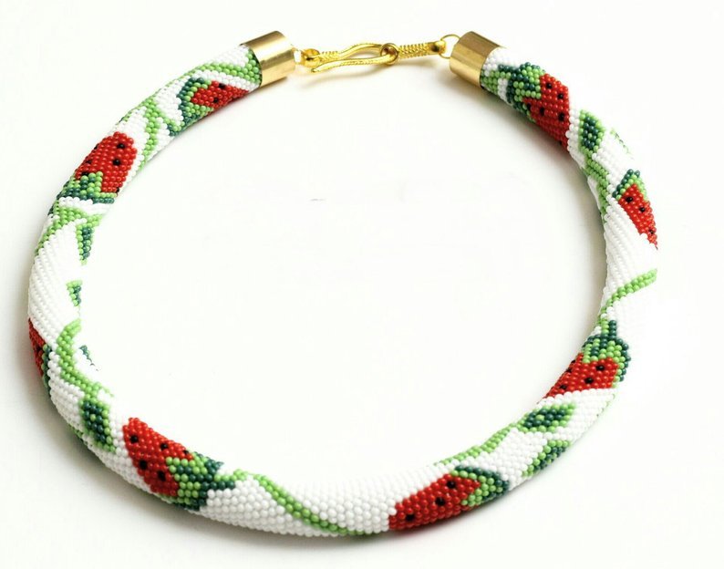 Bead Crochet Necklace Pattern, pattern for bead crochet necklace