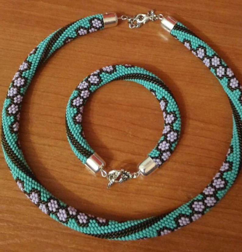 Bead Crochet Necklace Pattern, pattern for bead crochet necklace