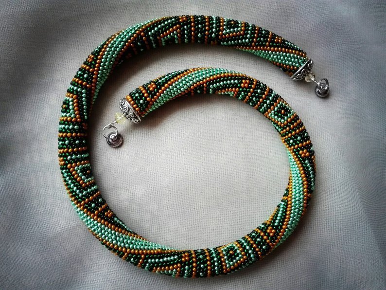 Bead Crochet Necklace Pattern, pattern for bead crochet necklace