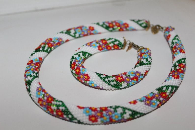 Bead Crochet Necklace Pattern, pattern for bead crochet necklace