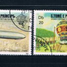 Saint Thomas and Prince Is 703a-b Used pair Zepplin Balloon CV 4.75 (GI0427)+ Saint Thomas and Prince Is 703a-b Used pair Zepplin Balloon CV 4.75 (GI0427)+