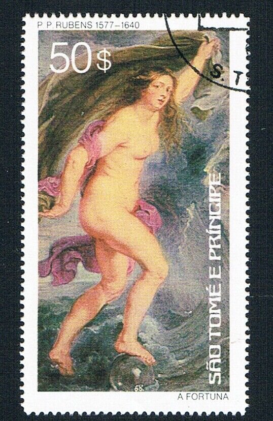 St Thomas & Prince 446 Used Painting Ruben Nude 2 1977 (BP78607)