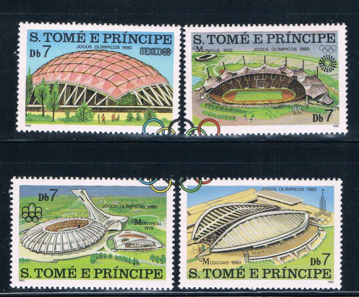 Saint Thomas and Prince Is 572a-d Unused set Olympic Venues (GI0441)+