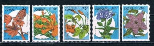 Congo Unused Set 1016-1020 Flowers Cat Val $17.75 (ML0218)