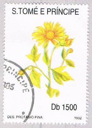 Saint Thomas and Prince Is 1054J Used Yellow Flower CV 8.75 (BP2049)