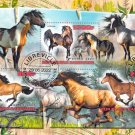 Gabon 2022 Sheet  Horses animals different breeds 3 values (TS0172)